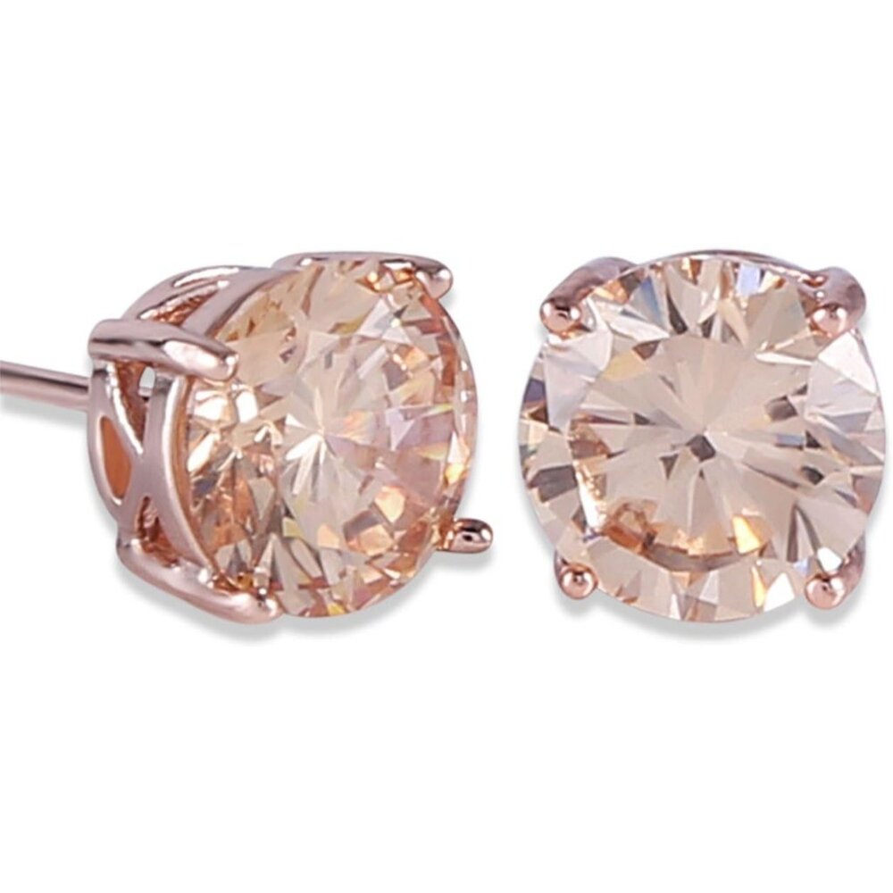 Women Rose Gold Tone Yellow Crystal Royal Journey Jewelry Eternity Stud Earring